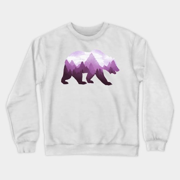 Dramabite Bear Double Exposure Grizzly Surreal Wildlife Animal Crewneck Sweatshirt by dramabite